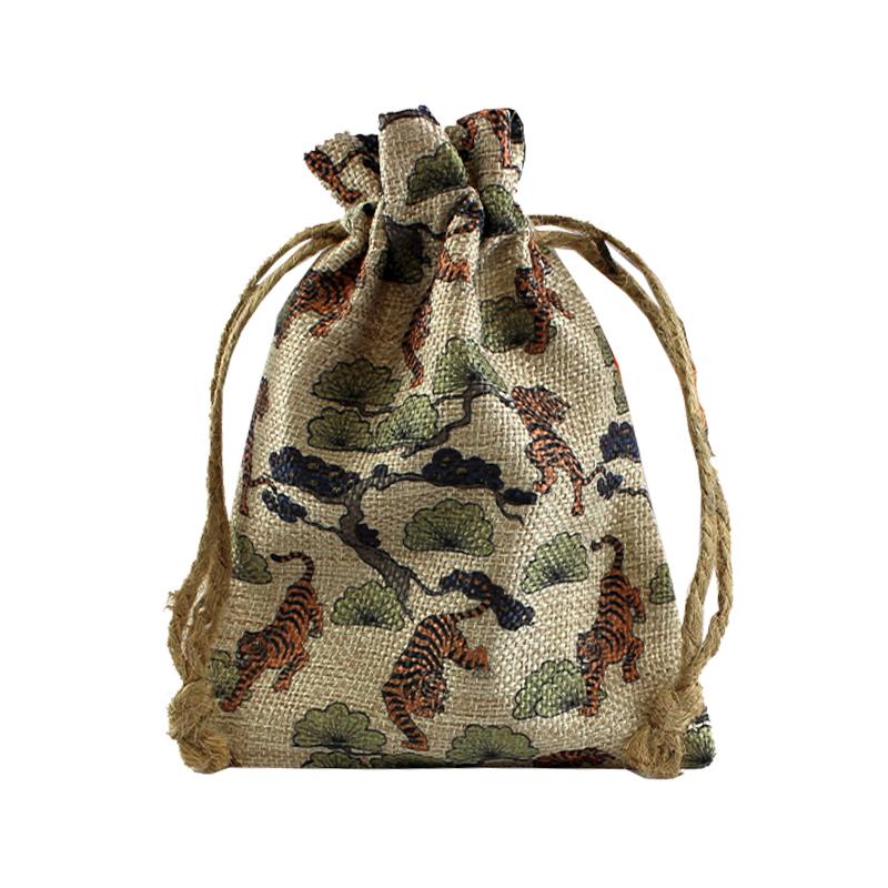 Faux Burlap Drawstring Bag - 4.7" x 6.7"
