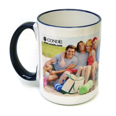 Ceramic Mug - White w/Blue Interior - 15 oz