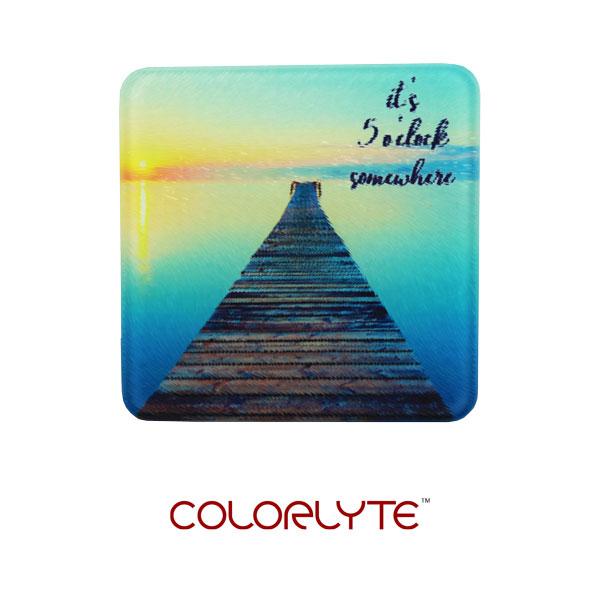 Glass Coaster - 3.94" - Square w/Chinchilla Finish