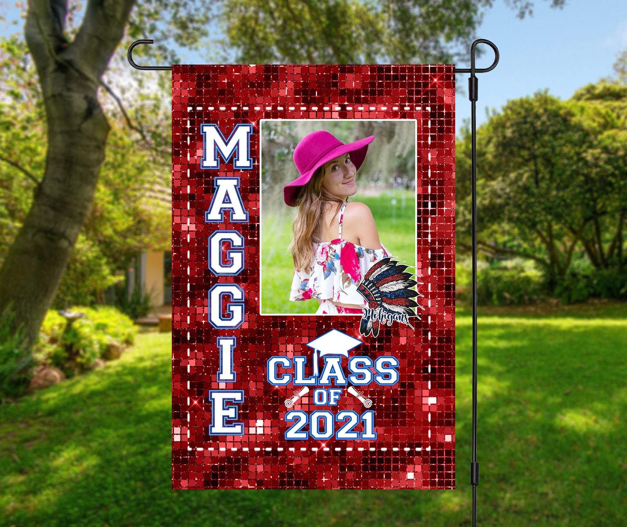 Graduation Garden Flag with Picture - Graduate Yard Sign - Graduation Decoration - 2021 Graduate- High School Graduation, College Graduation