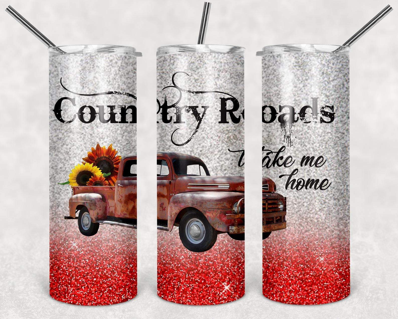 Country Road Take Me Home - Red, 20oz. Skinny Straight Tumbler, PNG File Country Road Take Me Home - Red, 20oz. Skinny Straight Tumbler, PNG File