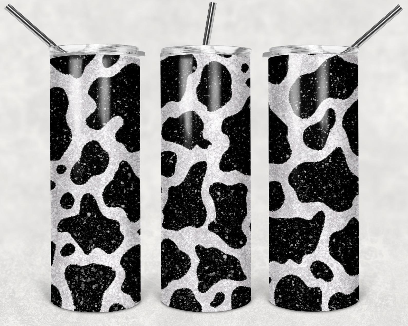 Cow Hide Glitter Pattern, 20oz. Skinny Straight Tumbler, PNG File
