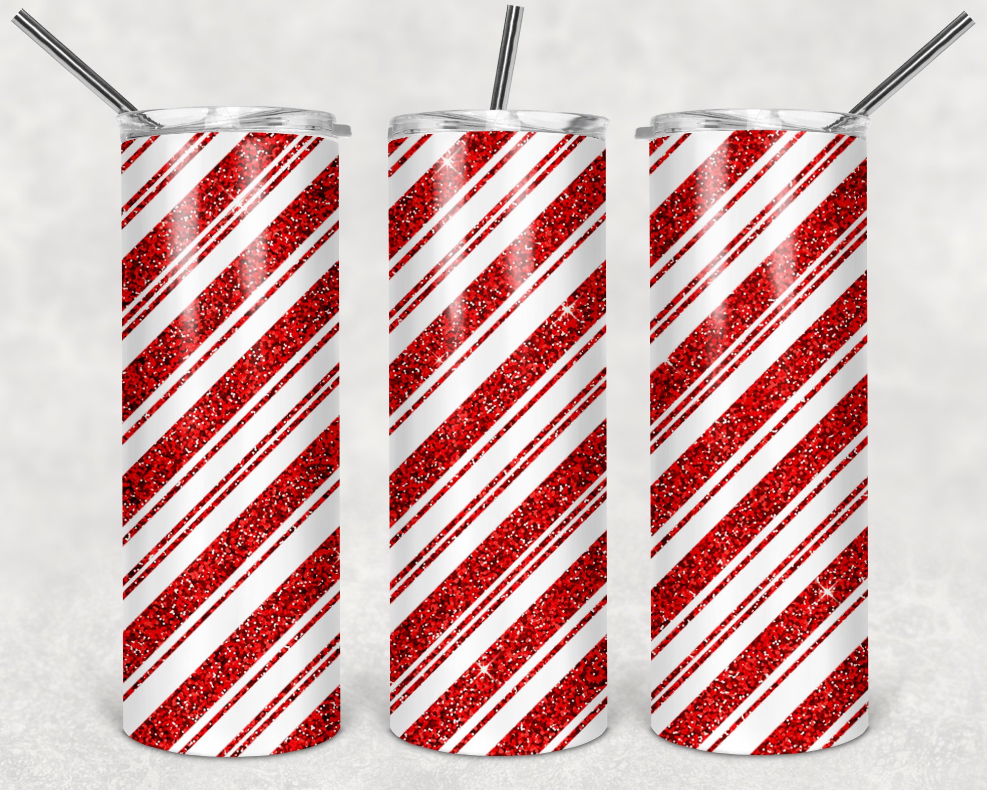 Candy Cane, Christmas, Skinny Straight Tumbler Template,  20 oz., PNG File