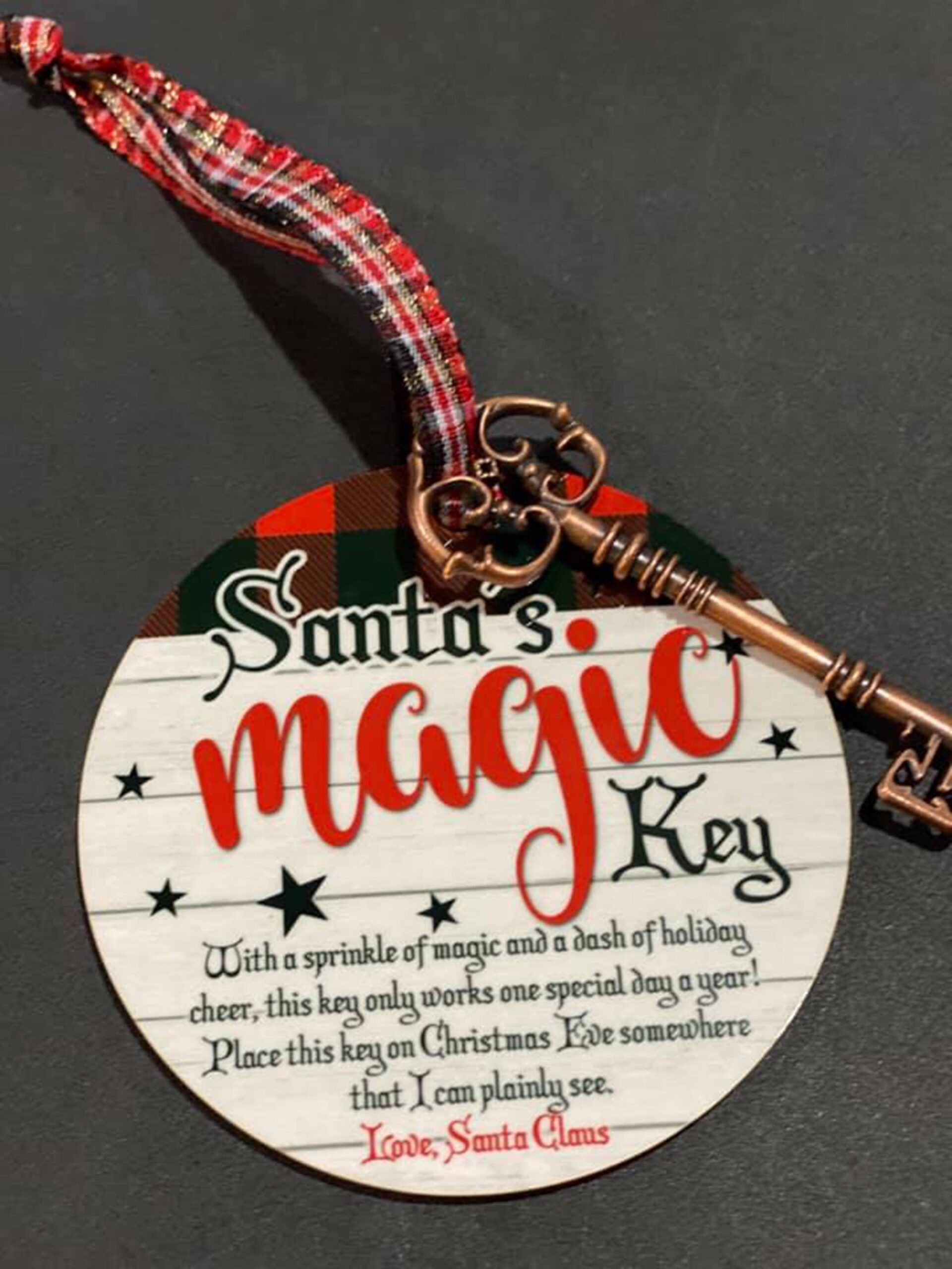 Santa's Magic Key Ornament, Cute Santa's Magic Key, Handmade
