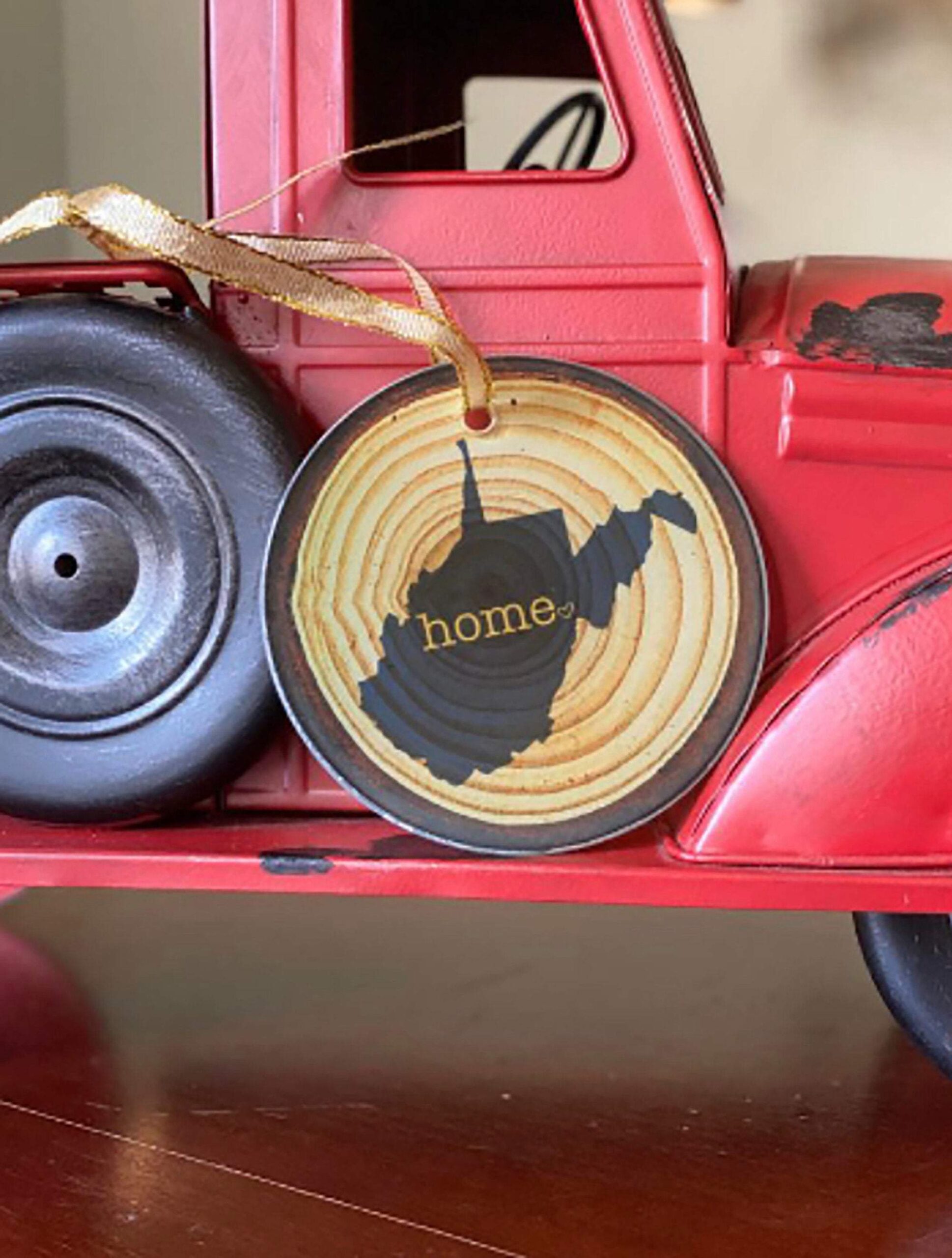WV Ornament, WVU Ornament, Home Ornament, West Virginia, Mountaineers, Woodgrain, Hardboard or Glass Ornament