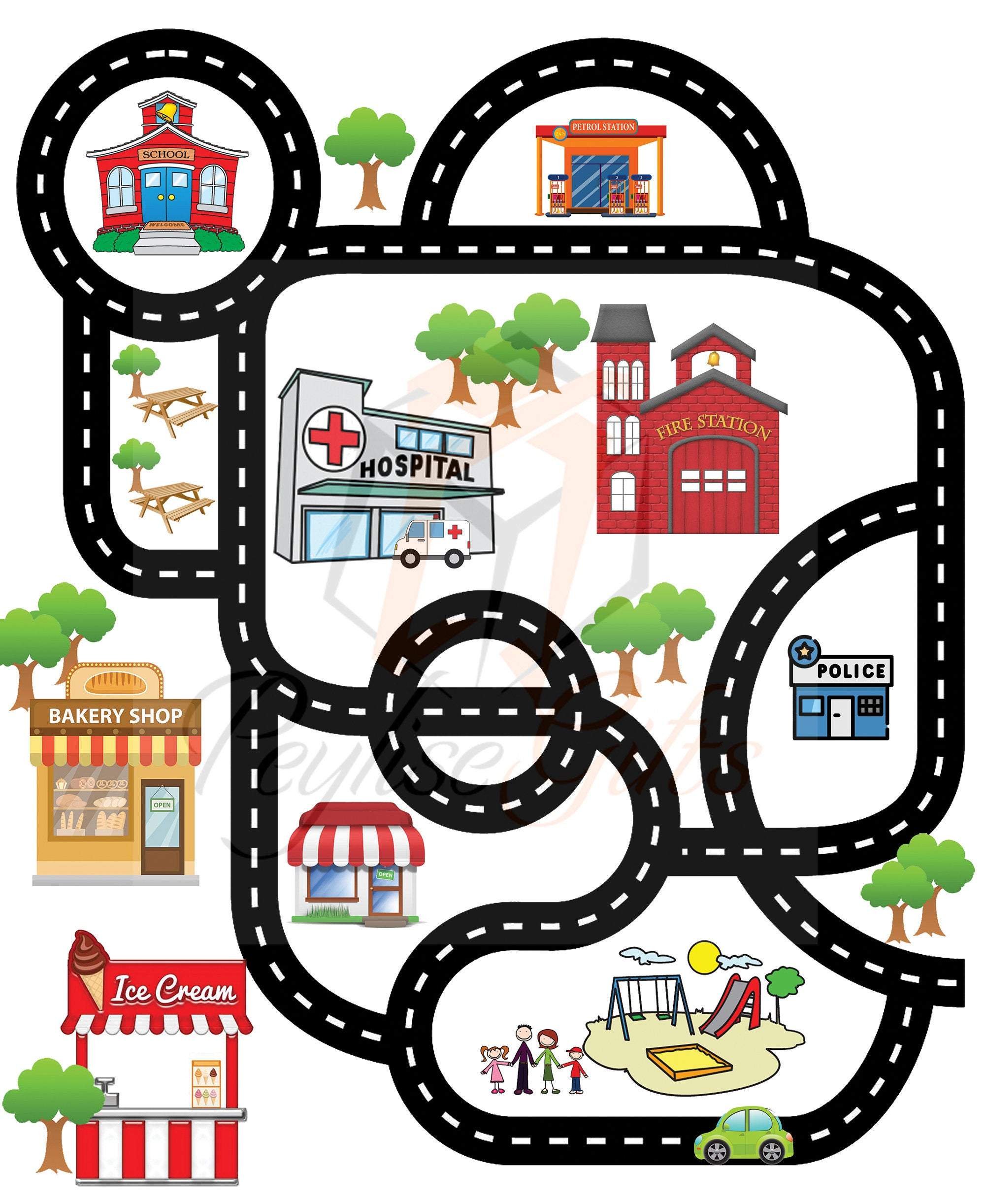 Race Track for Dad, Gift for Dad, Father's Day, Kids Road Map, Roads on Back of Shirt, Car Play Mat, PNG|SVG File