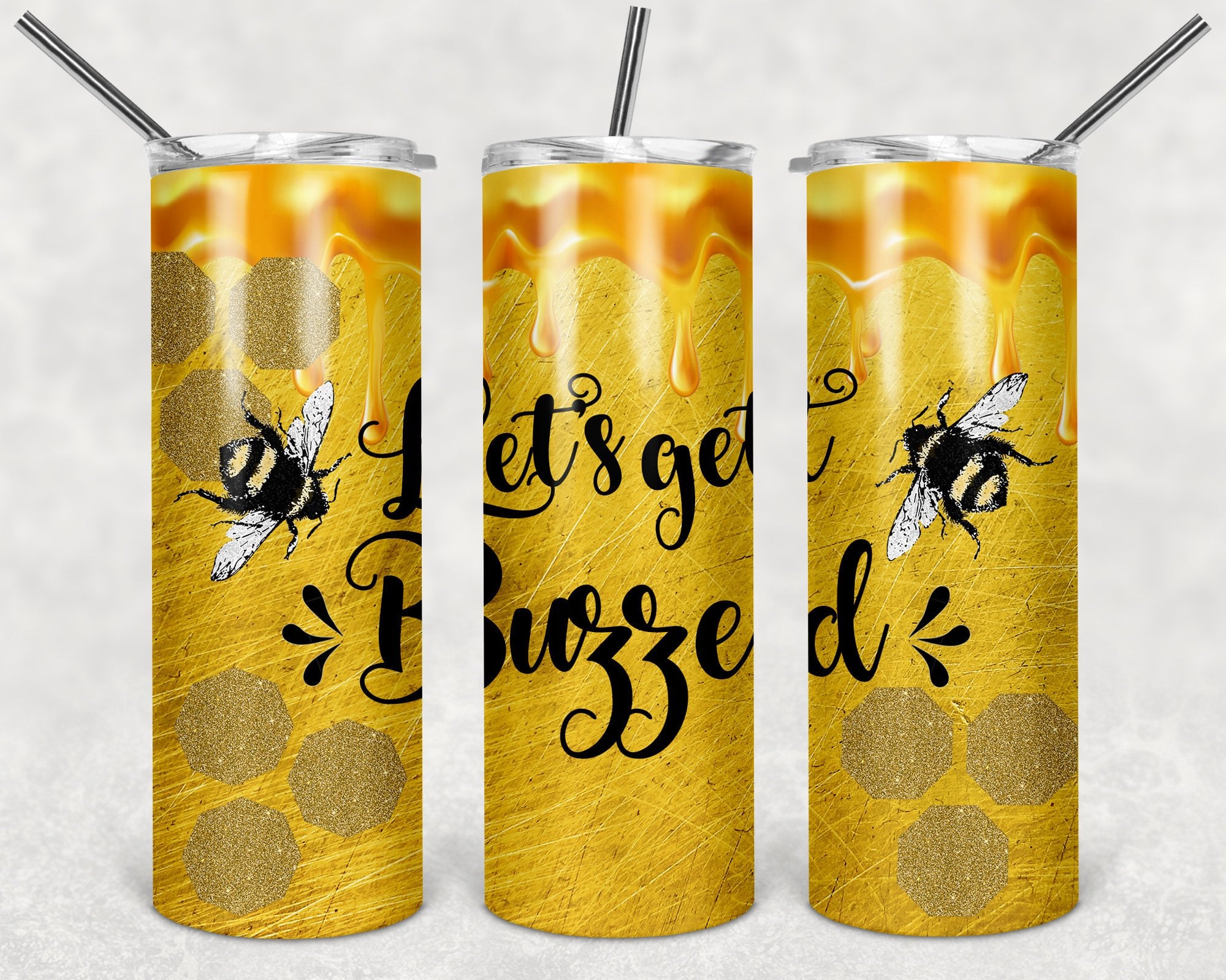 Let's Get Buzzed | Skinny Tumbler - Stainless Steel Tumbler Custom 20 oz