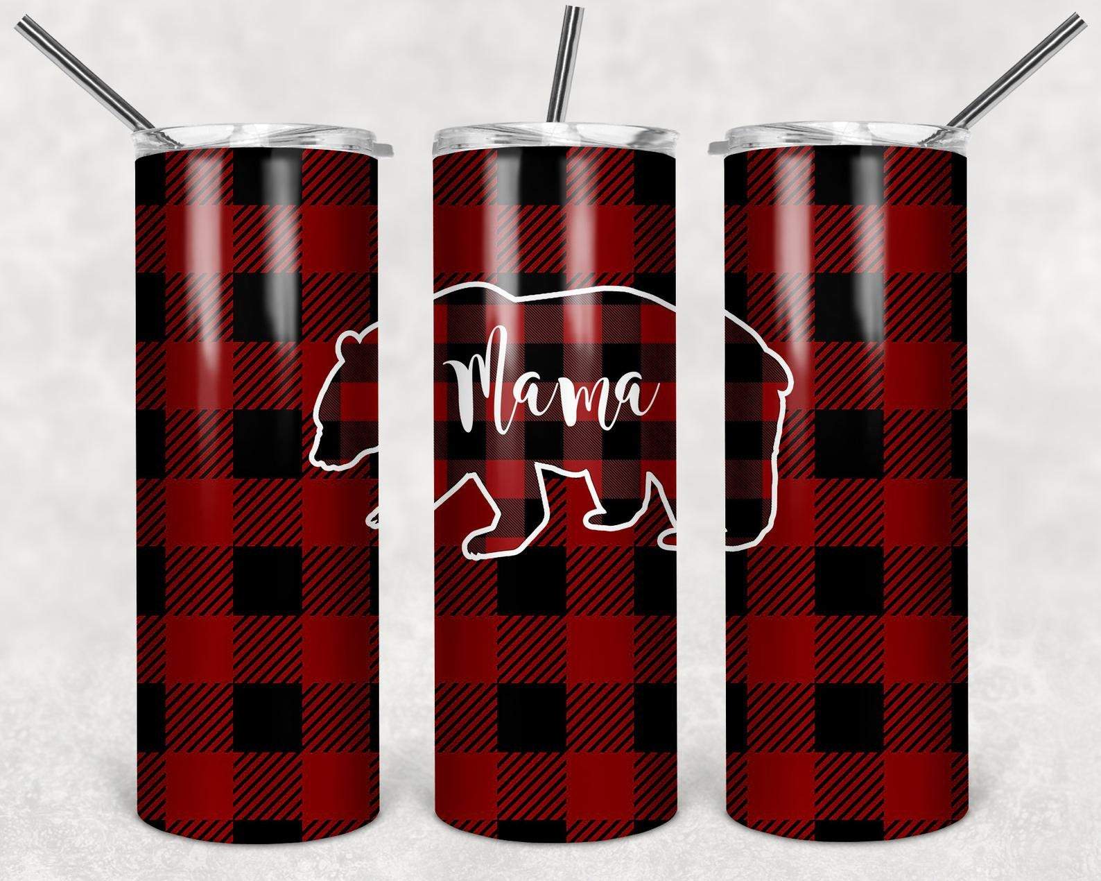 Mama Bear Flannel - Buffalo Plaid, Red and Black, 20oz. Skinny Straight Tumbler, PNG File Mama Bear Flannel - Buffalo Plaid, Red and Black, 20oz. Skinny Straight Tumbler, PNG File