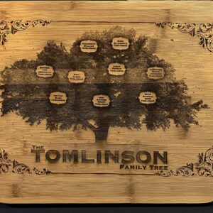 Engraved Cutting Board, Family Tree, Personalized, Bamboo, Chopping Board, Kitchen Decor, Custom Cutting Board, 16x12