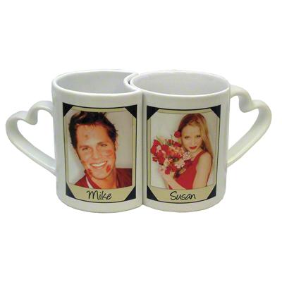 Heart Handle Love Mug Set - White - 11 oz/8 oz Heart Handle Love Mug Set - White - 11 oz/8 oz