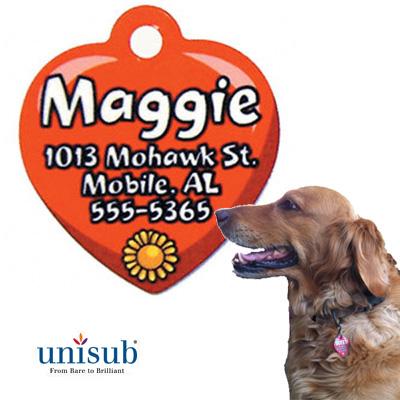 Aluminum Pet Tag - 1.38" X 1.375" - 1-Sided - Heart