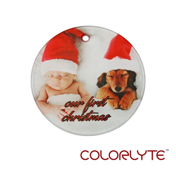 Glass Ornament - 3.5" Round w/Ribbon