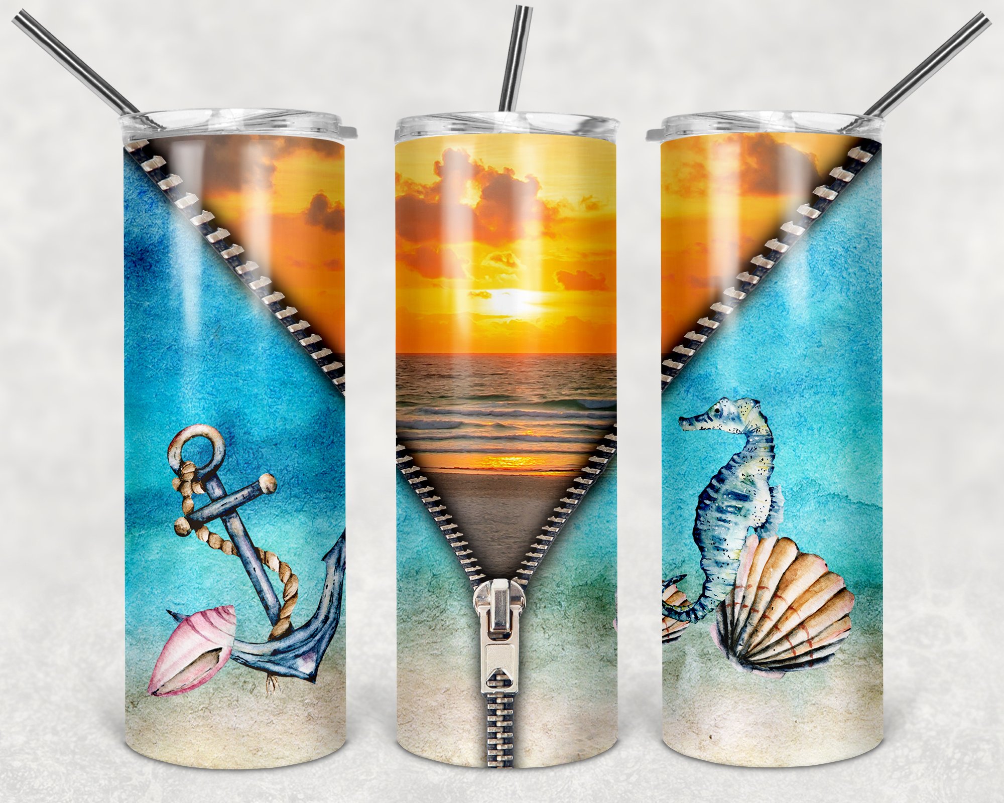 Beach Sunset Zipper Tumbler, 20oz. Skinny Straight Tumbler, PNG File Beach Sunset Zipper Tumbler, 20oz. Skinny Straight Tumbler, PNG File