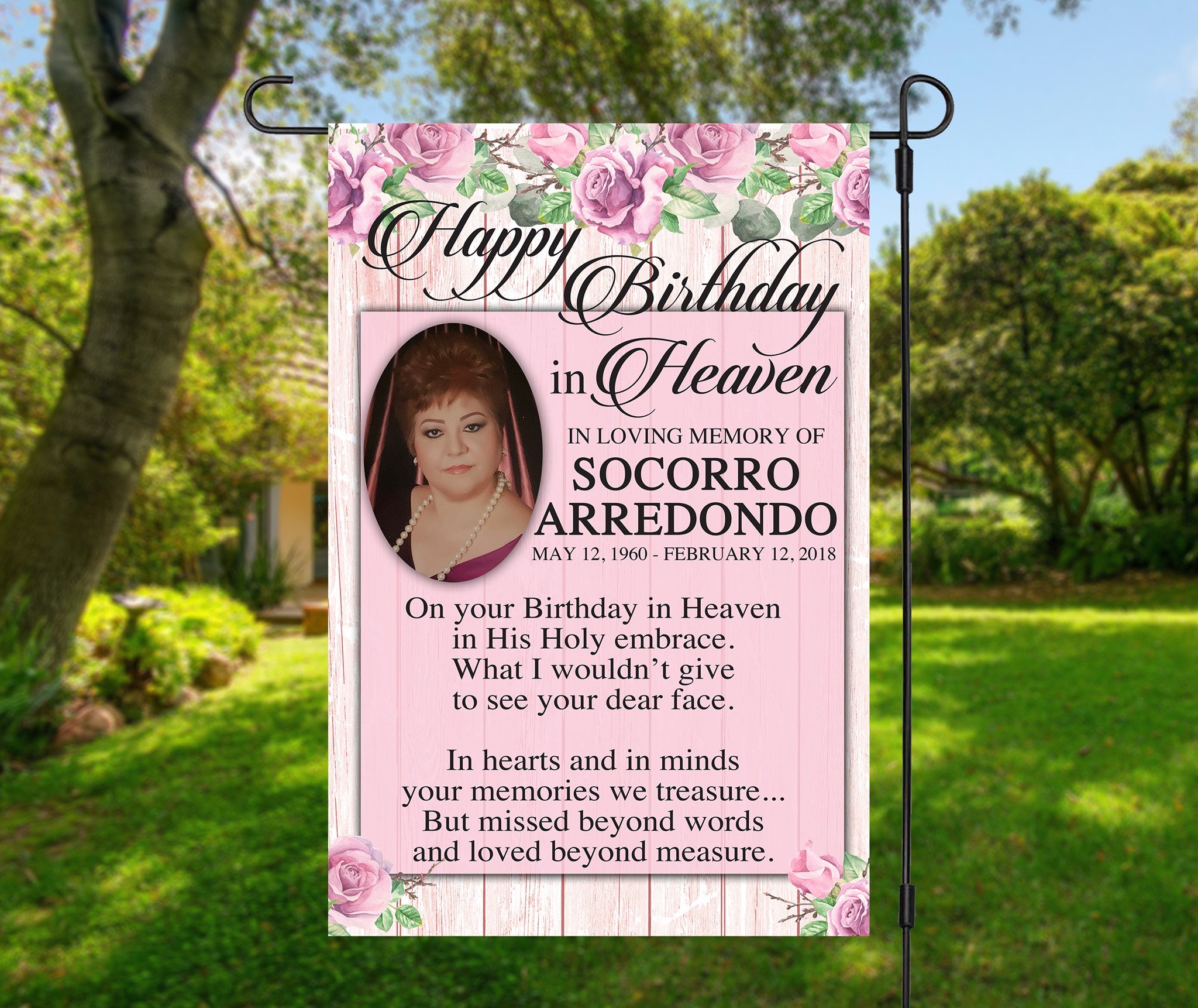 Happy Birthday In Heaven, In Memory Garden Flag, Roses for Mother