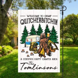 Welcome to Camp Quitcherbitchin, Camping, Garden Flag, Quitcherbitchin, Double Sided