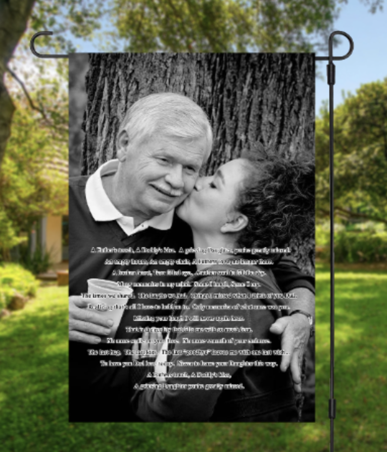 Personalized Photo Memorial Garden Flag, Any Message Double Sided, In Loving Memory Cemetery Grave Flag Decor, 12"x18" in size