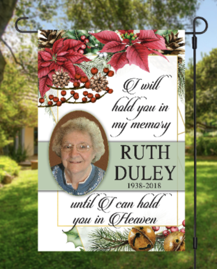 Personalized Photo Memorial Garden Flag, Any Message Double Sided, In Loving Memory Cemetery Grave Flag Decor, 12"x18" in size