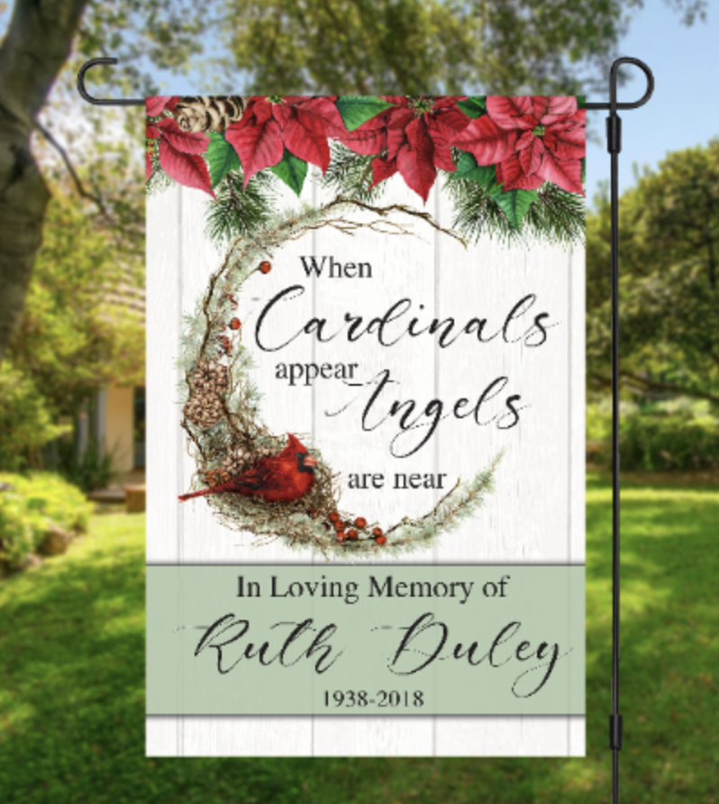 Personalized Photo Memorial Garden Flag, Any Message Double Sided, In Loving Memory Cemetery Grave Flag Decor, 12"x18" in size