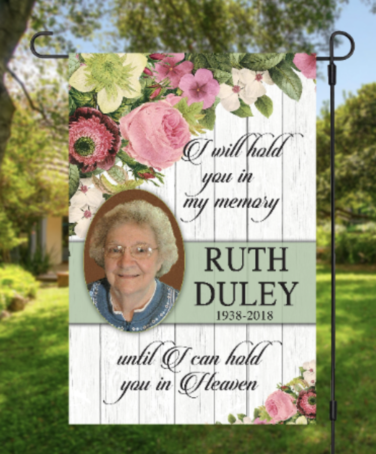 Personalized Photo Memorial Garden Flag, Any Message Double Sided, In Loving Memory Cemetery Grave Flag Decor, 12"x18" in size
