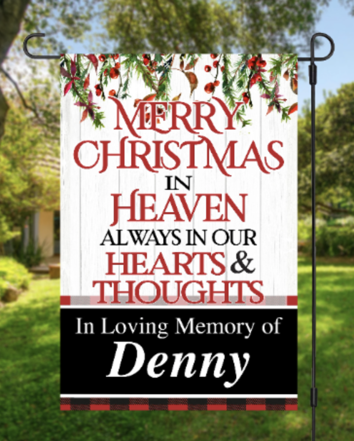Personalized Photo Memorial Garden Flag, Any Message Double Sided, In Loving Memory Cemetery Grave Flag Decor