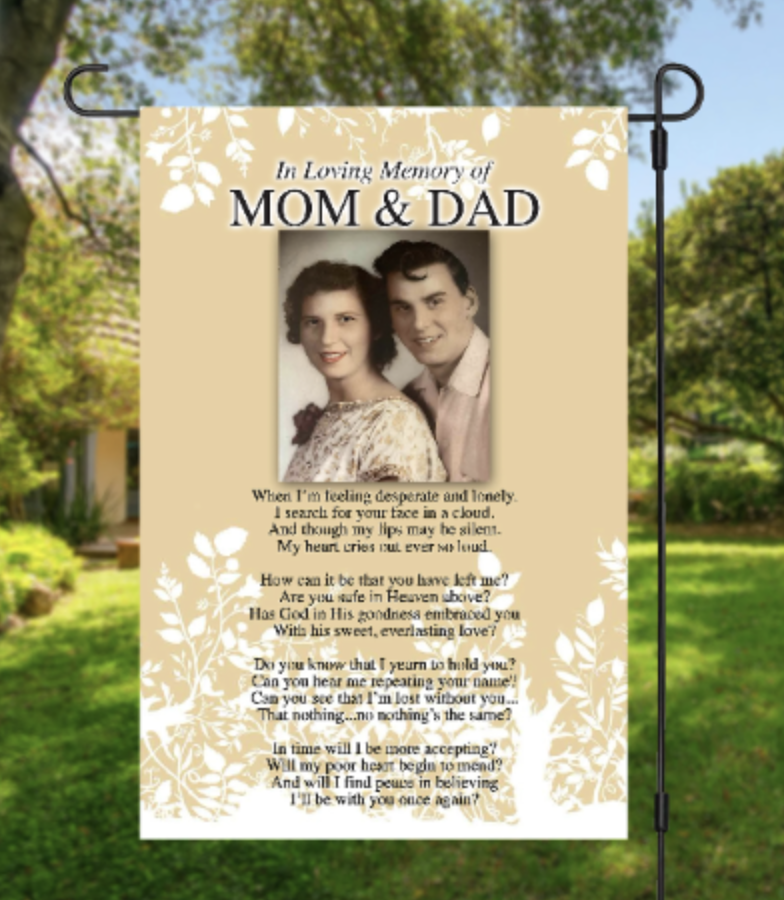 Personalized Photo Memorial Garden Flag, Any Message Double Sided, In Loving Memory Cemetery Grave Flag Decor, 12"x18" in size